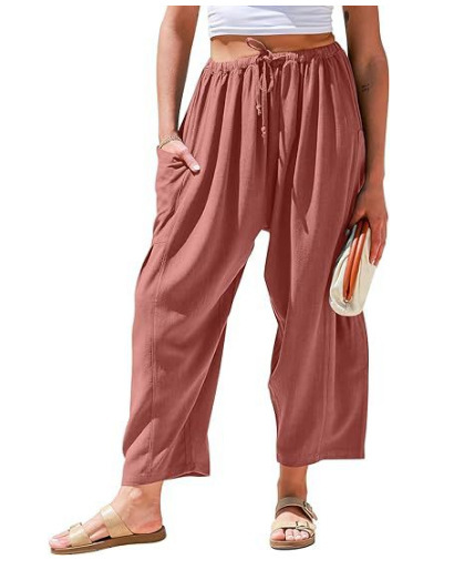 Mauve Pinstriped Loose Pants