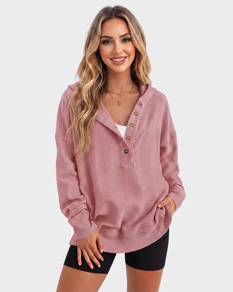 Oversized Collared Ribbed Sweatshirt