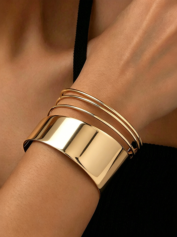 1-piece Multi-layered Metal Polished Bracelet