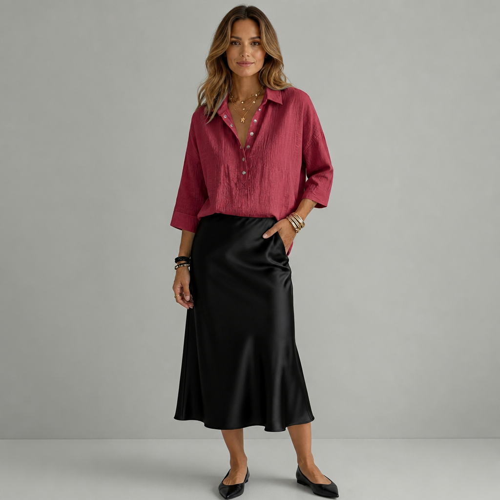 CLEARACNE SALE🔥 Women's Casual Linen Blend Henley 3/4 Sleeve Shirt