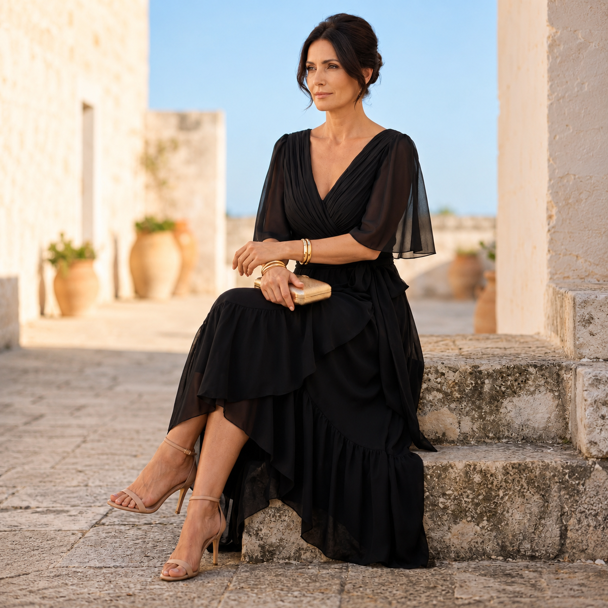 Mirabelle – Flowing V-Neck Midi Dress