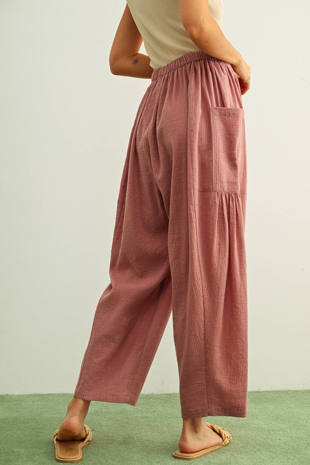 Mauve Pinstriped Loose Pants