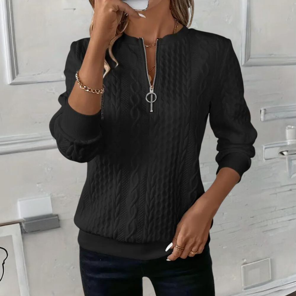 cable knit zip sweater for women