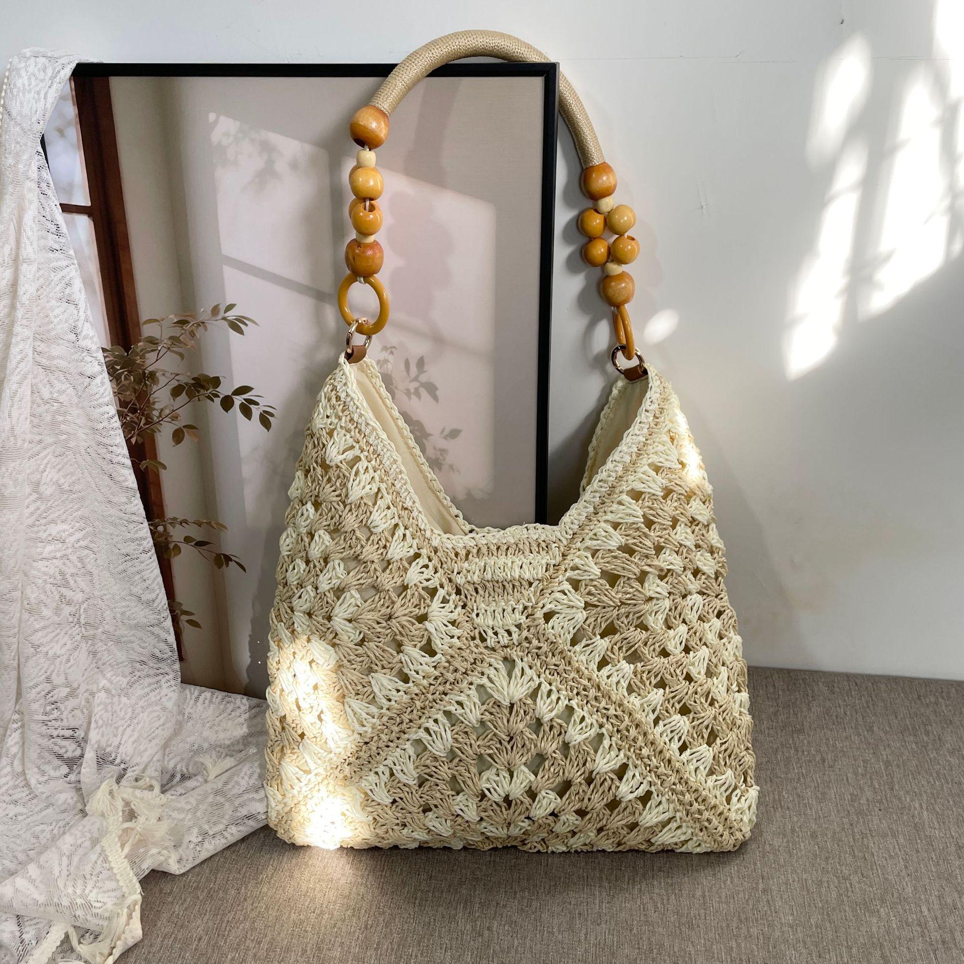 New Fashionable Handmade Woven Bag Versatile Paper Rope Crochet Straw Shoulder Bag for Beach & Vacation Style Lightweight Functional Summer Accessory New Fashionable Handmade Woven Bag Versatile Paper Rope Crochet Straw Shoulder Bag for Beach & Vacation Style Lightweight Functional Summer Accessory