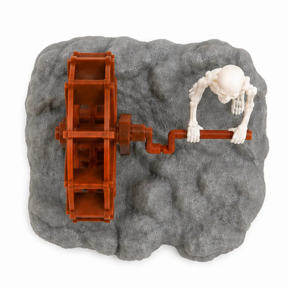 Animated Skeleton Waterwheel Aquarium Ornament with Bubble Aeration