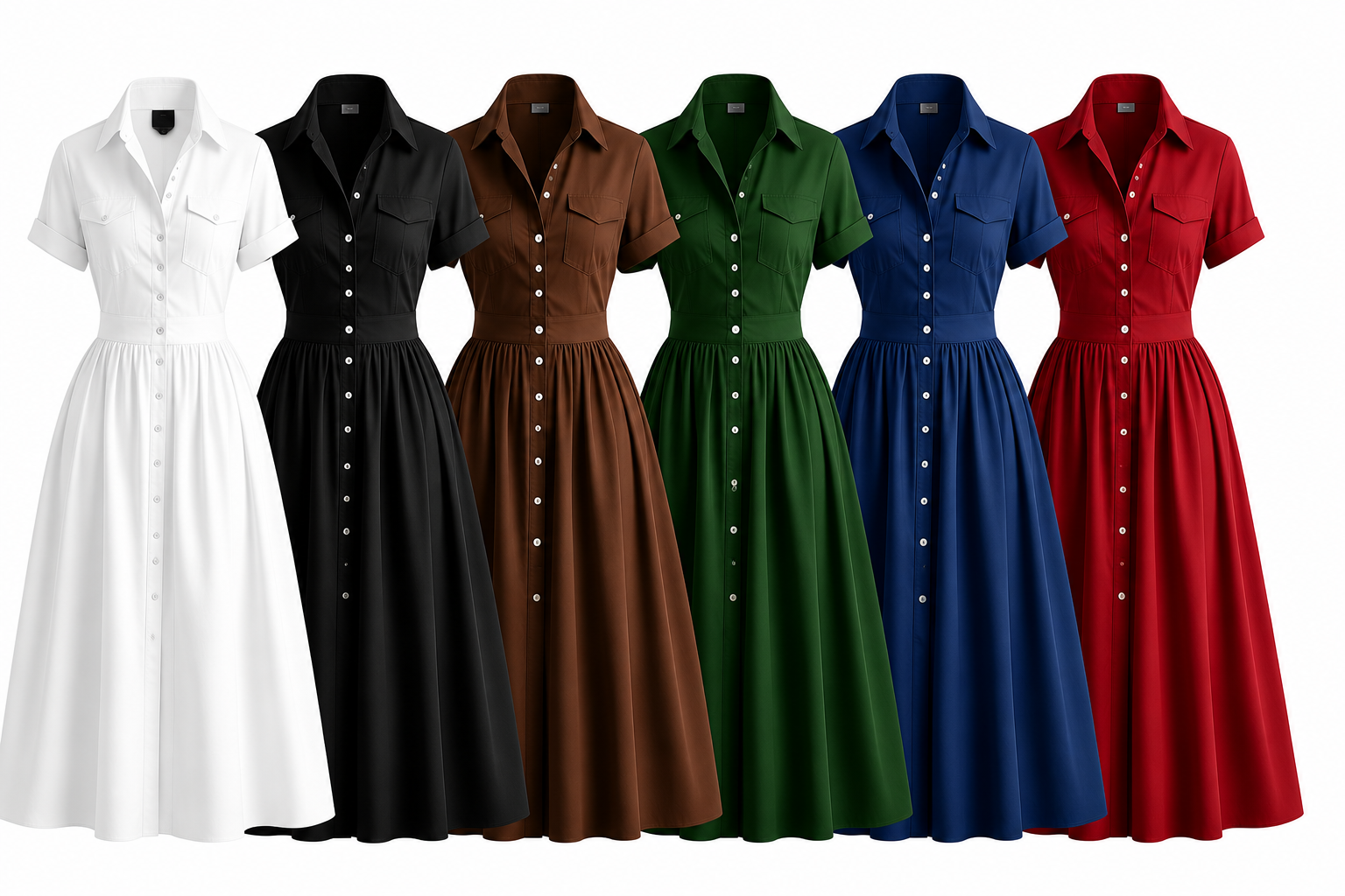 Shirt maxi dress available in six colors