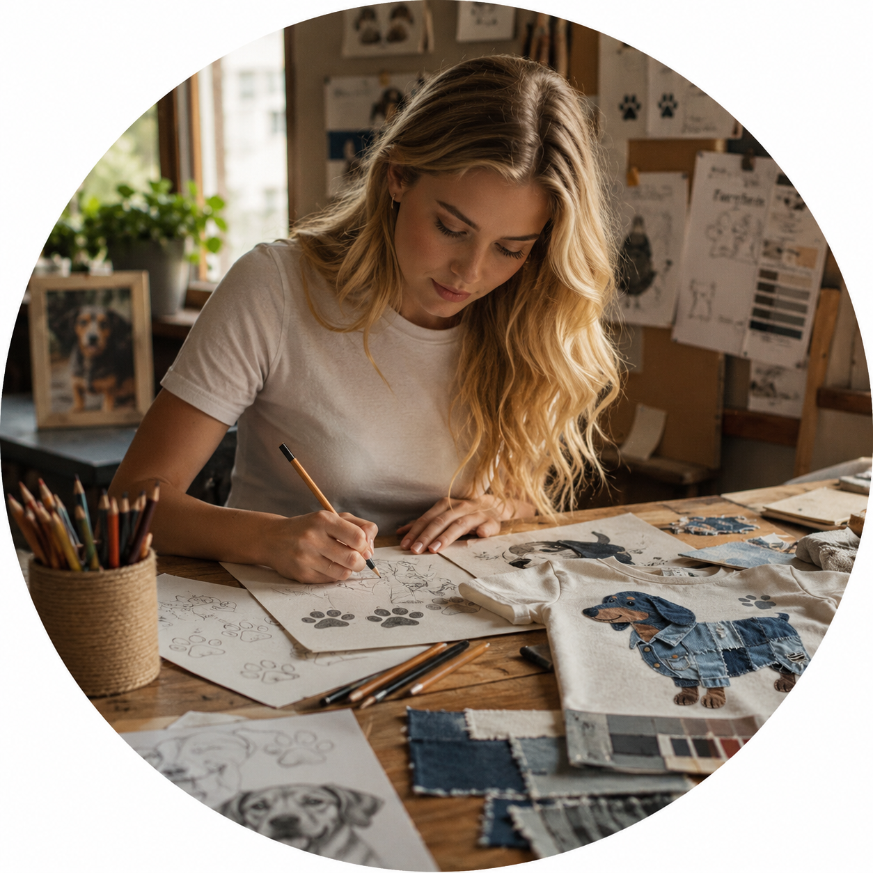 Lily participating in the shirt design process