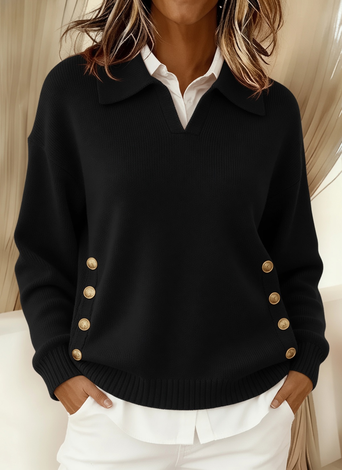 Collar Pullover Women's Long Sleeve