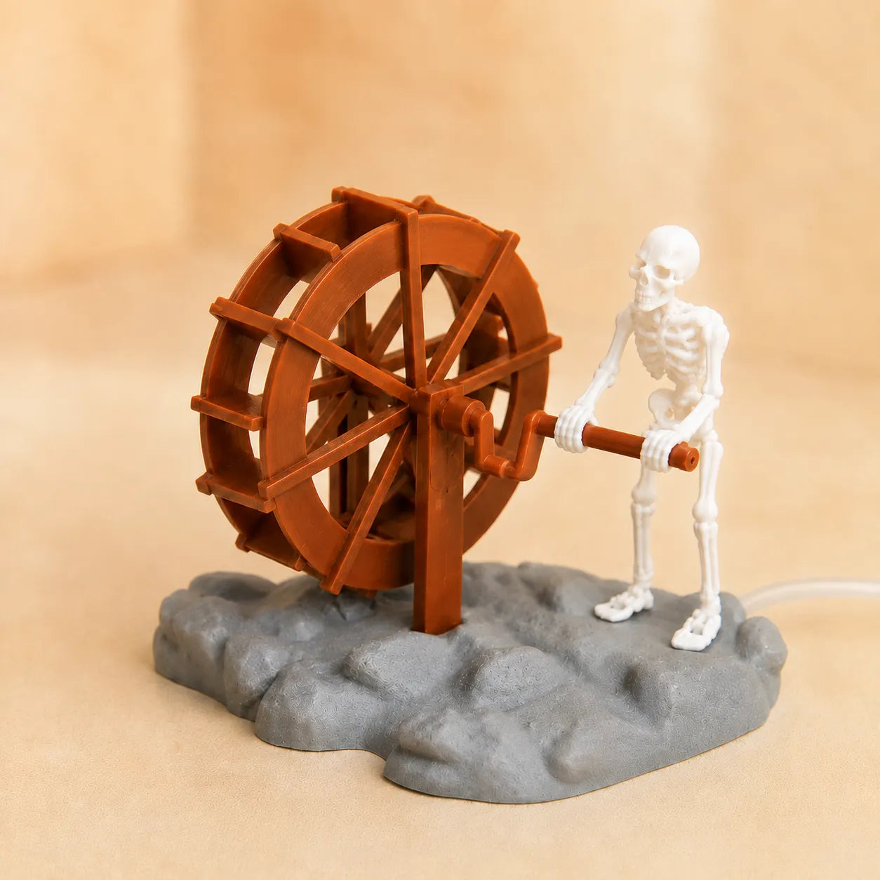 Animated Skeleton Waterwheel Aquarium Ornament with Bubble Aeration