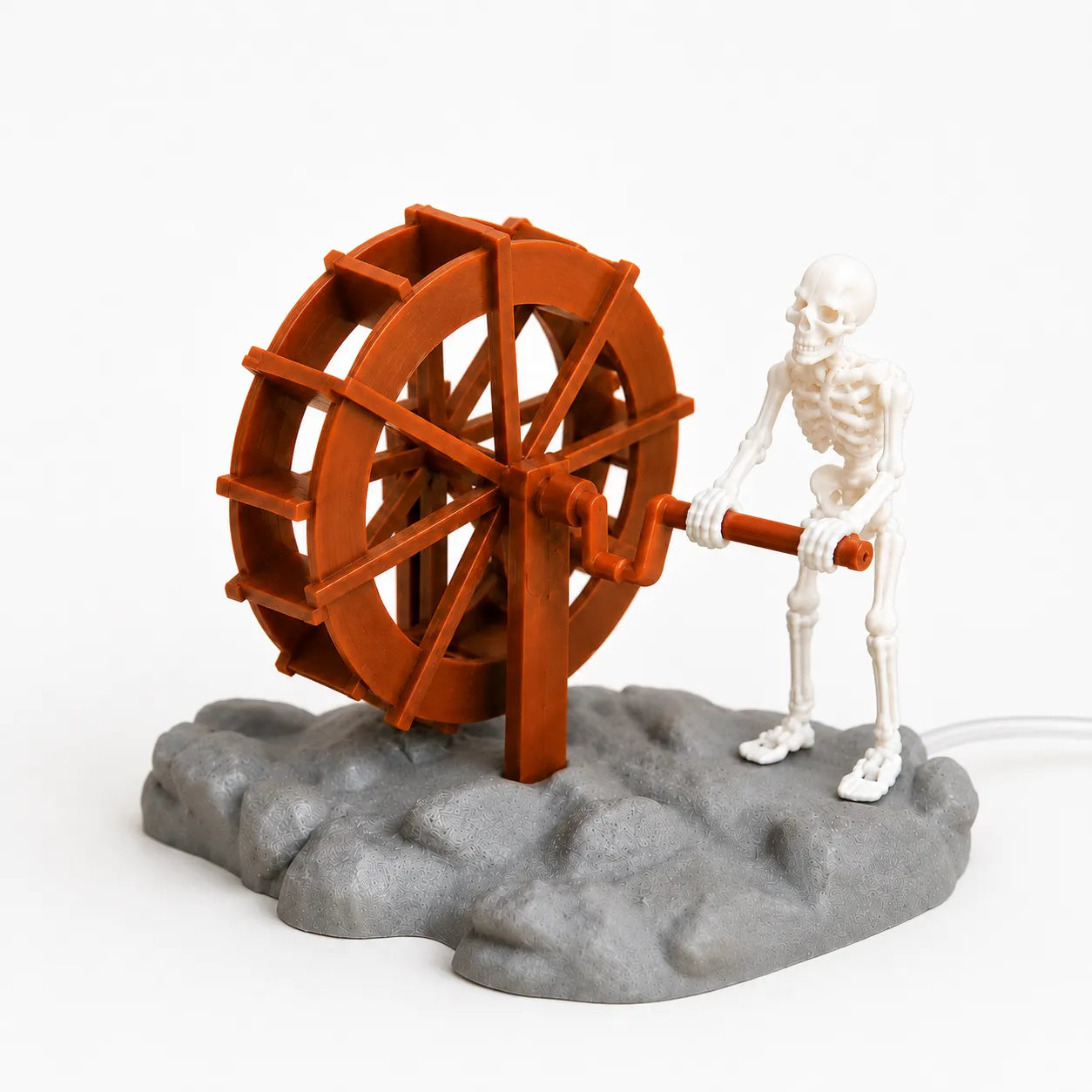 Animated Skeleton Waterwheel Aquarium Ornament with Bubble Aeration