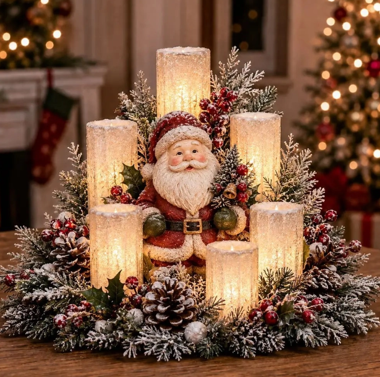 🌲Christmas Lighted Centerpiece with Flameless Candle Glow