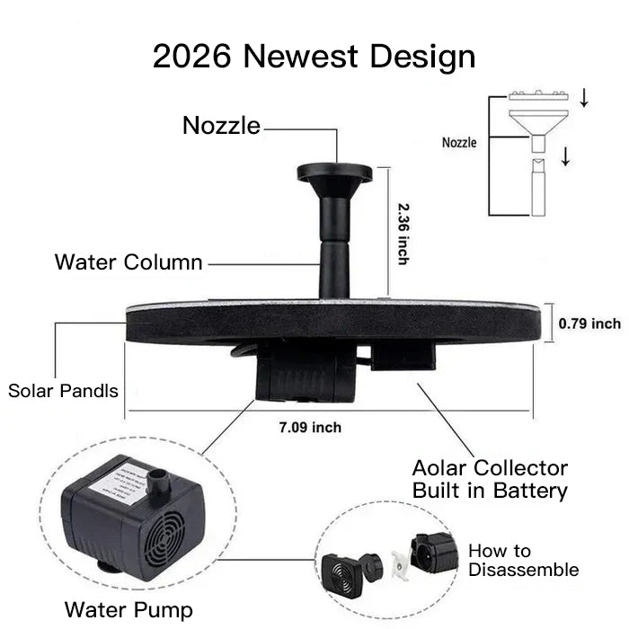 Solar Bird Bath Fountain Pump with 4 Nozzles