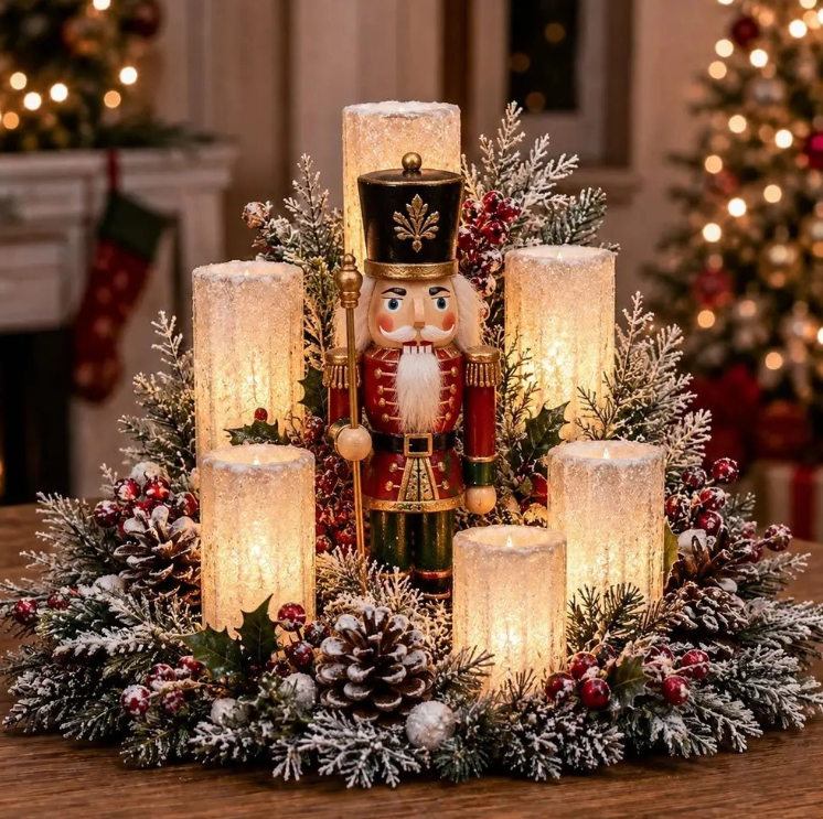 🌲Christmas Lighted Centerpiece with Flameless Candle Glow