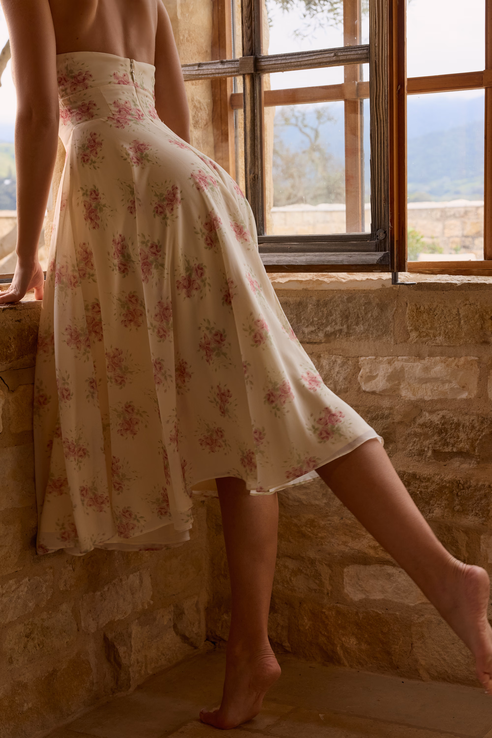 New product launch 🔥Vintage rose pink floral print midi dress