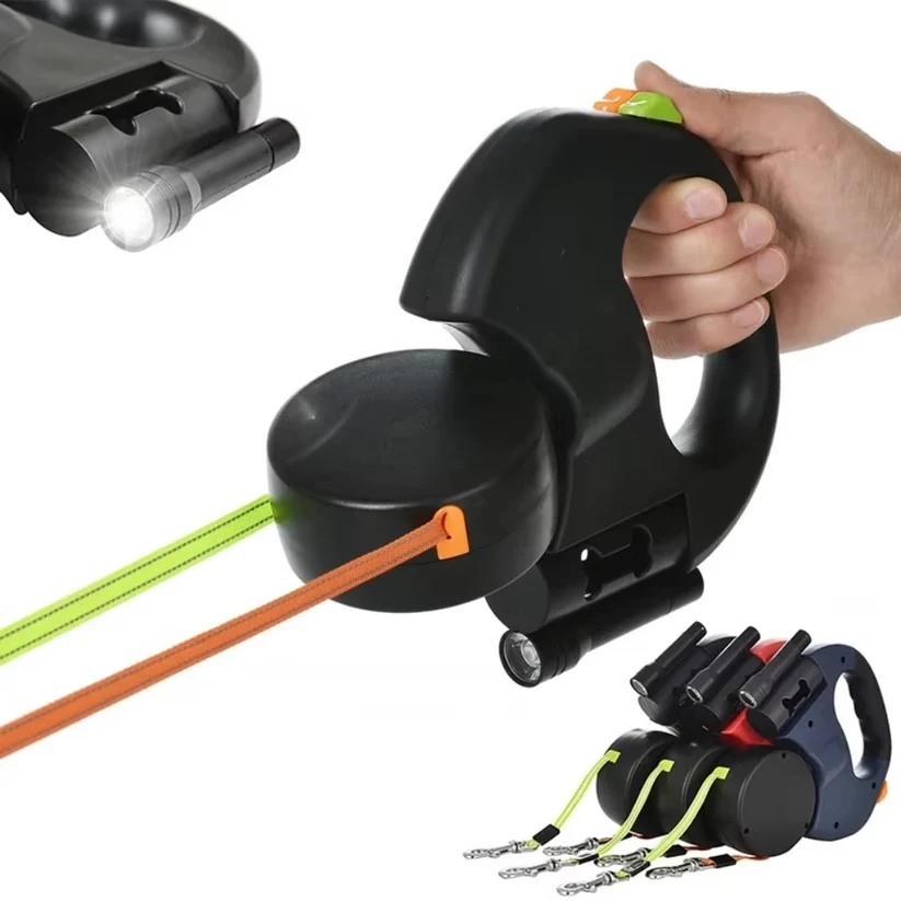 🔥Free Shipping⚡️Retractable Dog Leash For Small Dogs Reflective Dual Pet Leash Lead 360 Swivel No Double Dog Walking Leash With Lights Pet Products