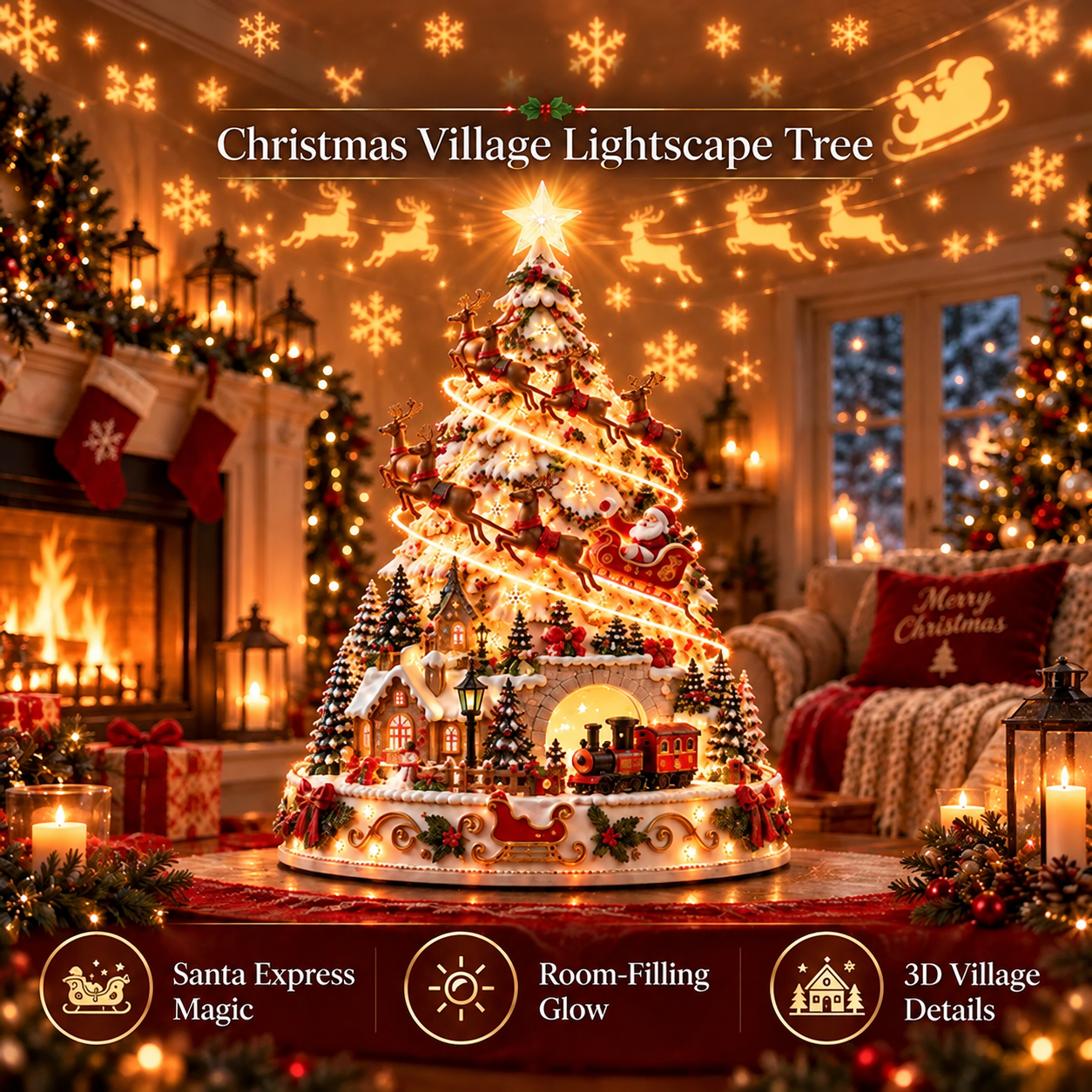 🎄Christmas Village Lightscape Tree，Light up Christmas.(buy 2 free shipping)