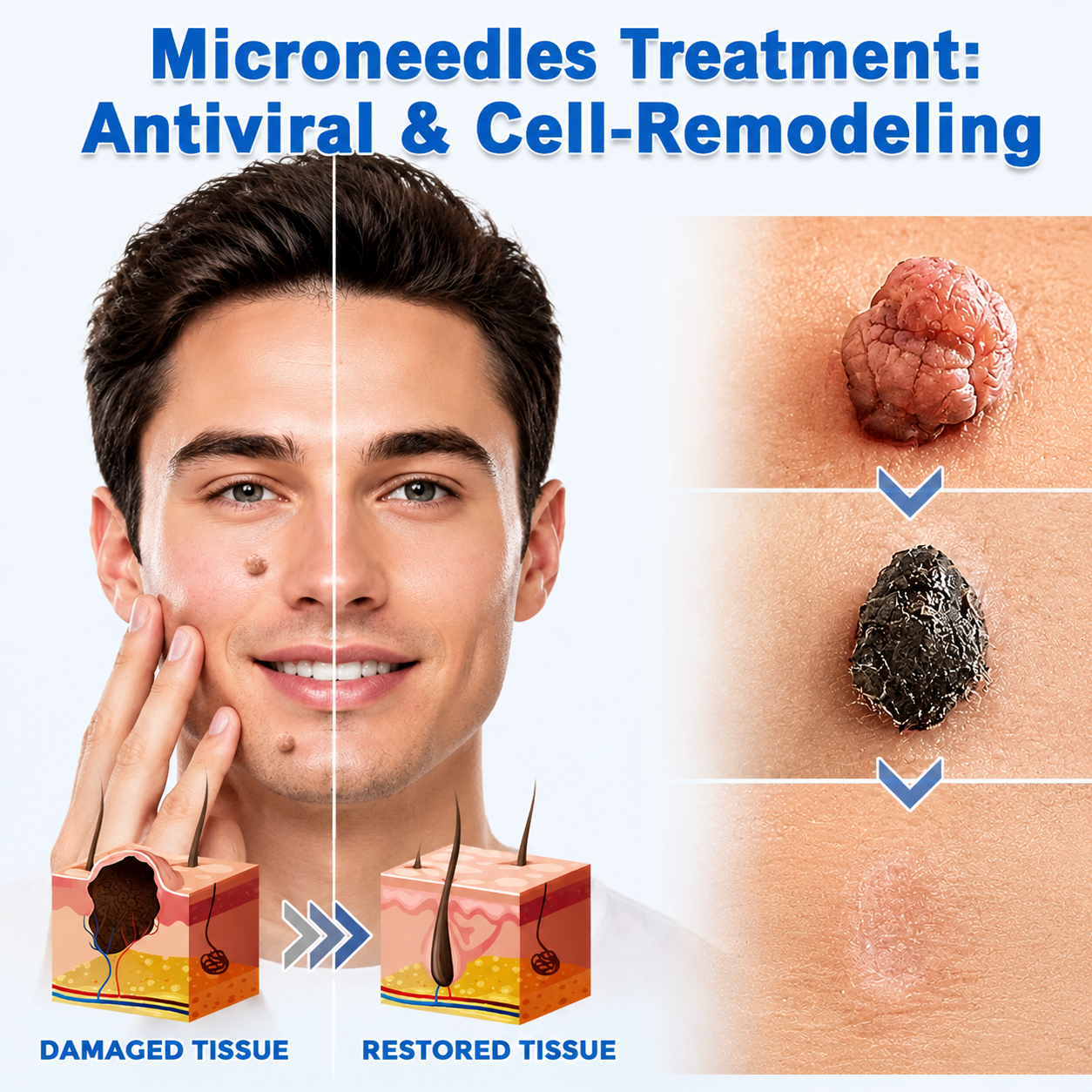2-in-1 Microneedle & Hydrocolloid Patch🍀| Removes Raised Moles, Acne, Flat Warts & Skin Tags | Helps Improve Wrinkles, Scars & Blemishes | Invisible Patches for Face & Body