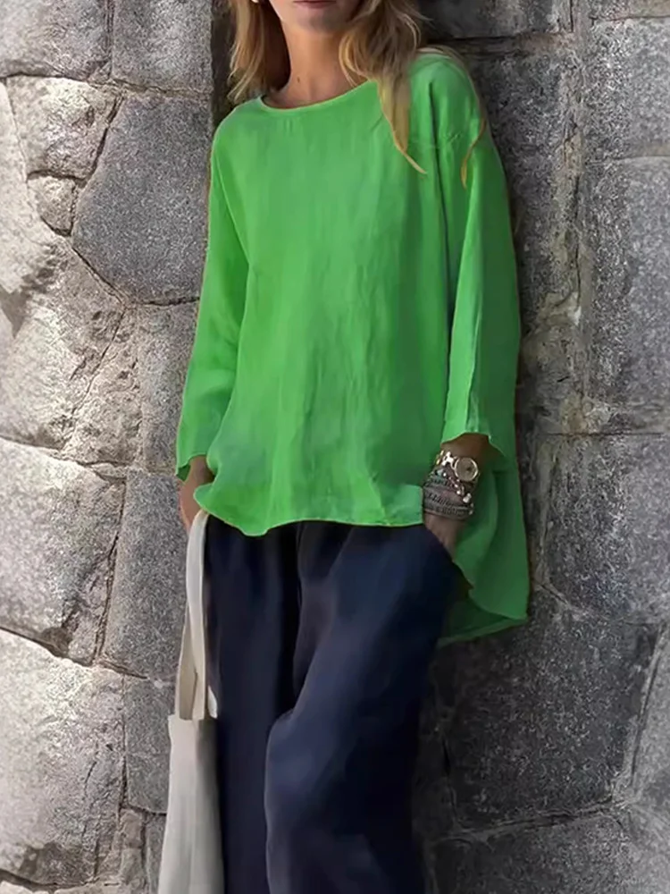 🔥Hot Selling Now！🔥Women Solid color cotton and linen long sleeve shirt