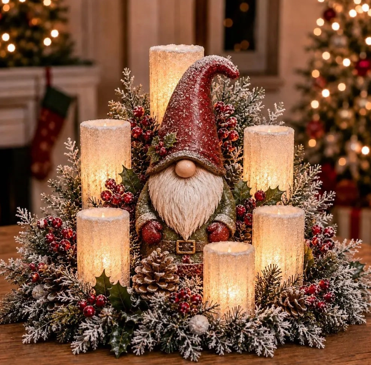 🌲Christmas Lighted Centerpiece with Flameless Candle Glow