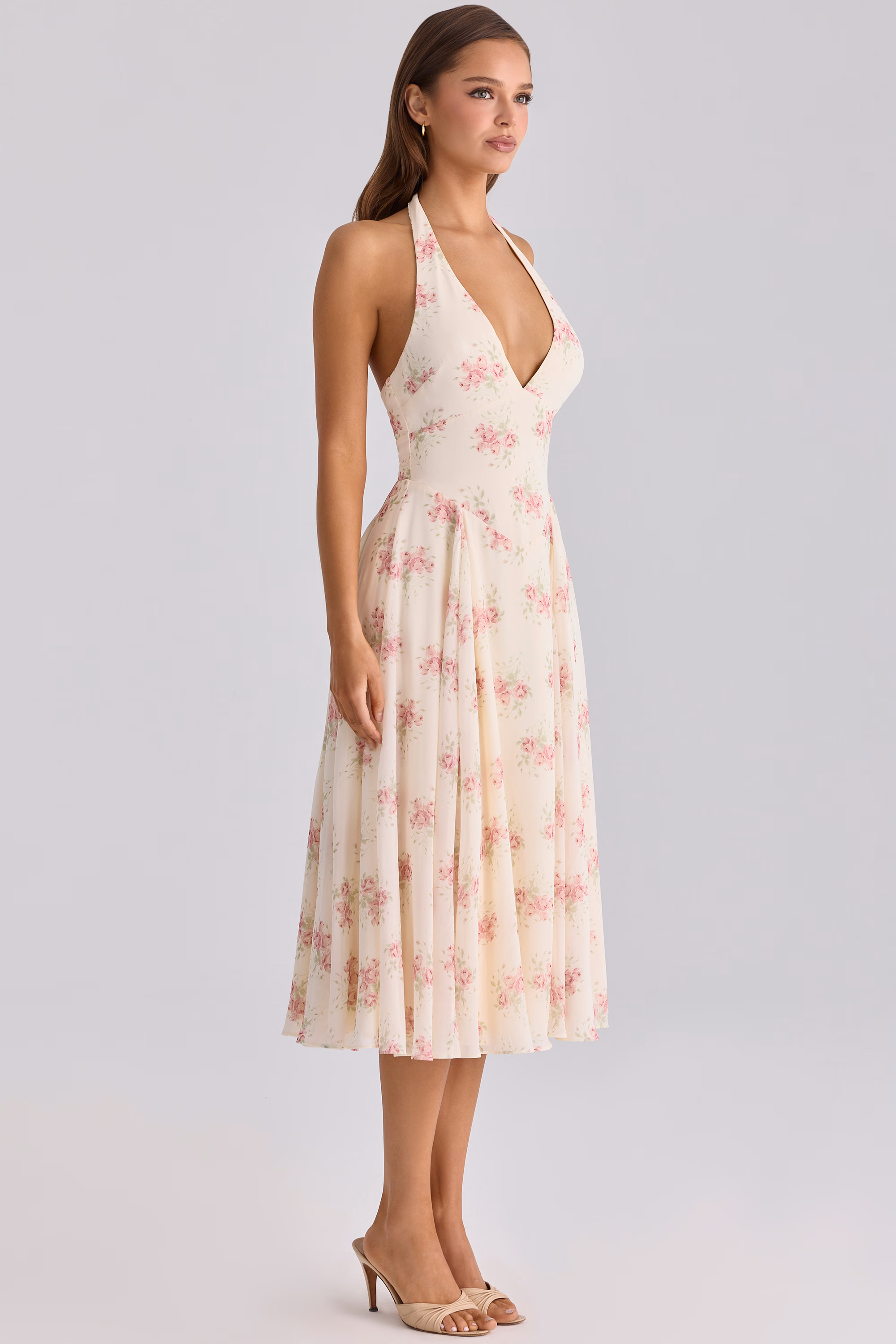 New product launch 🔥Vintage rose pink floral print midi dress