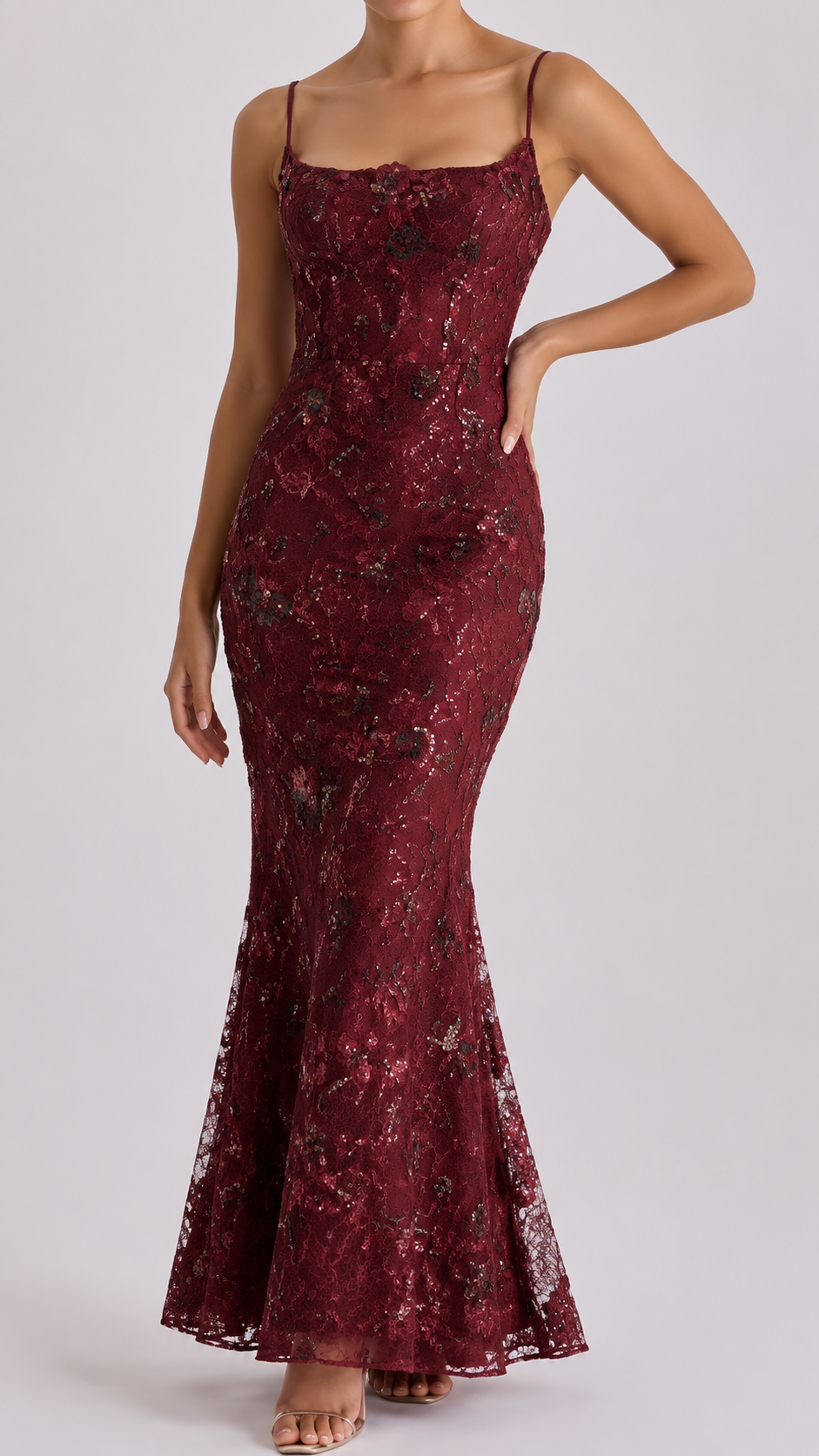 ✨ Naima Navy Blue Beaded Corset Gown