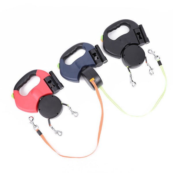 🔥Free Shipping⚡️Retractable Dog Leash For Small Dogs Reflective Dual Pet Leash Lead 360 Swivel No Double Dog Walking Leash With Lights Pet Products