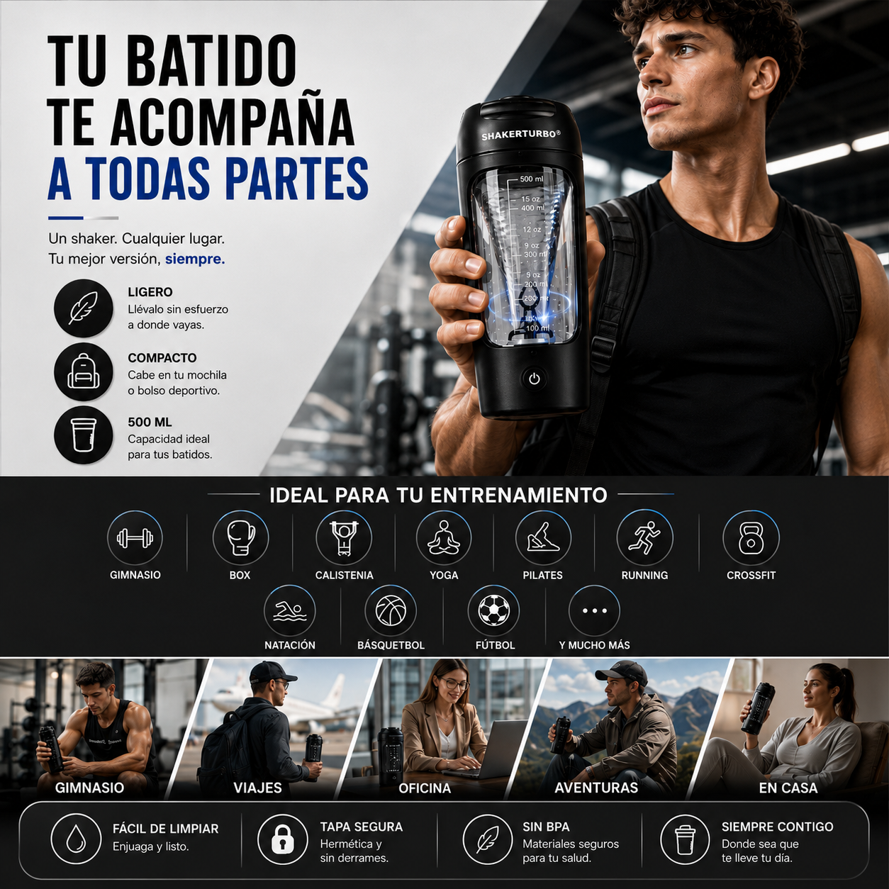 softgoy® Shaker Eléctrico para Proteína