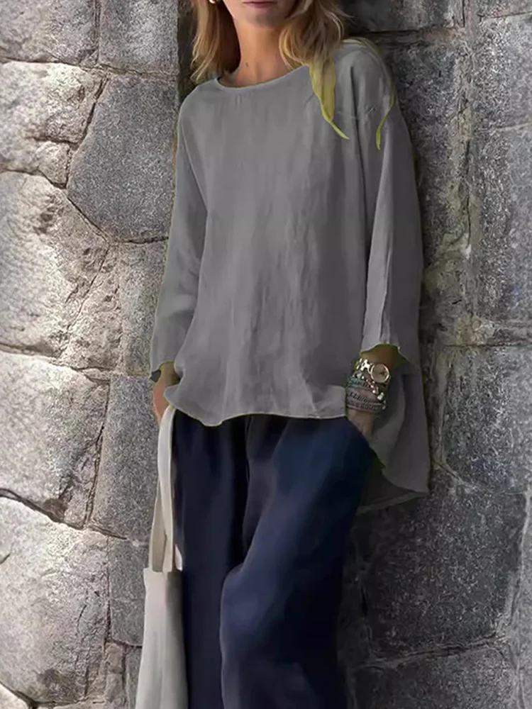 🔥Hot Selling Now！🔥Women Solid color cotton and linen long sleeve shirt