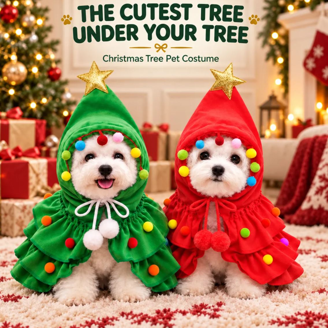 🎄 Turn Your Pet Into a Christmas Tree! 🐶 Funny Holiday Pet Outfit(buy2 free shipping)