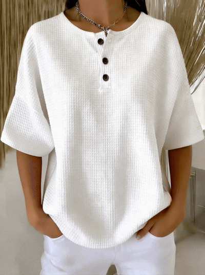 🔥Hot Selling Now！🔥Casual Waffle Henry Collar Sweatshirt