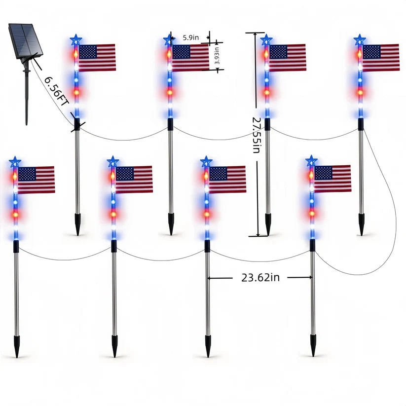 🔥Last Day 50% OFF 🔥MADE IN USA-8-Piece Flag Light Set🔥 – 4th of July Decorations✨