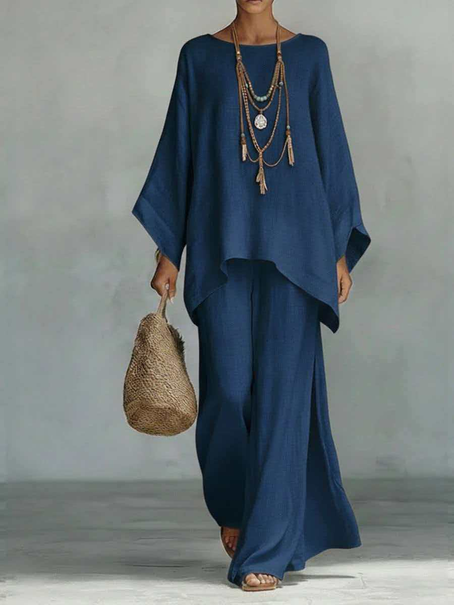 Summer Hot Selling Item: Loose Top + Wide-Leg Pants Set