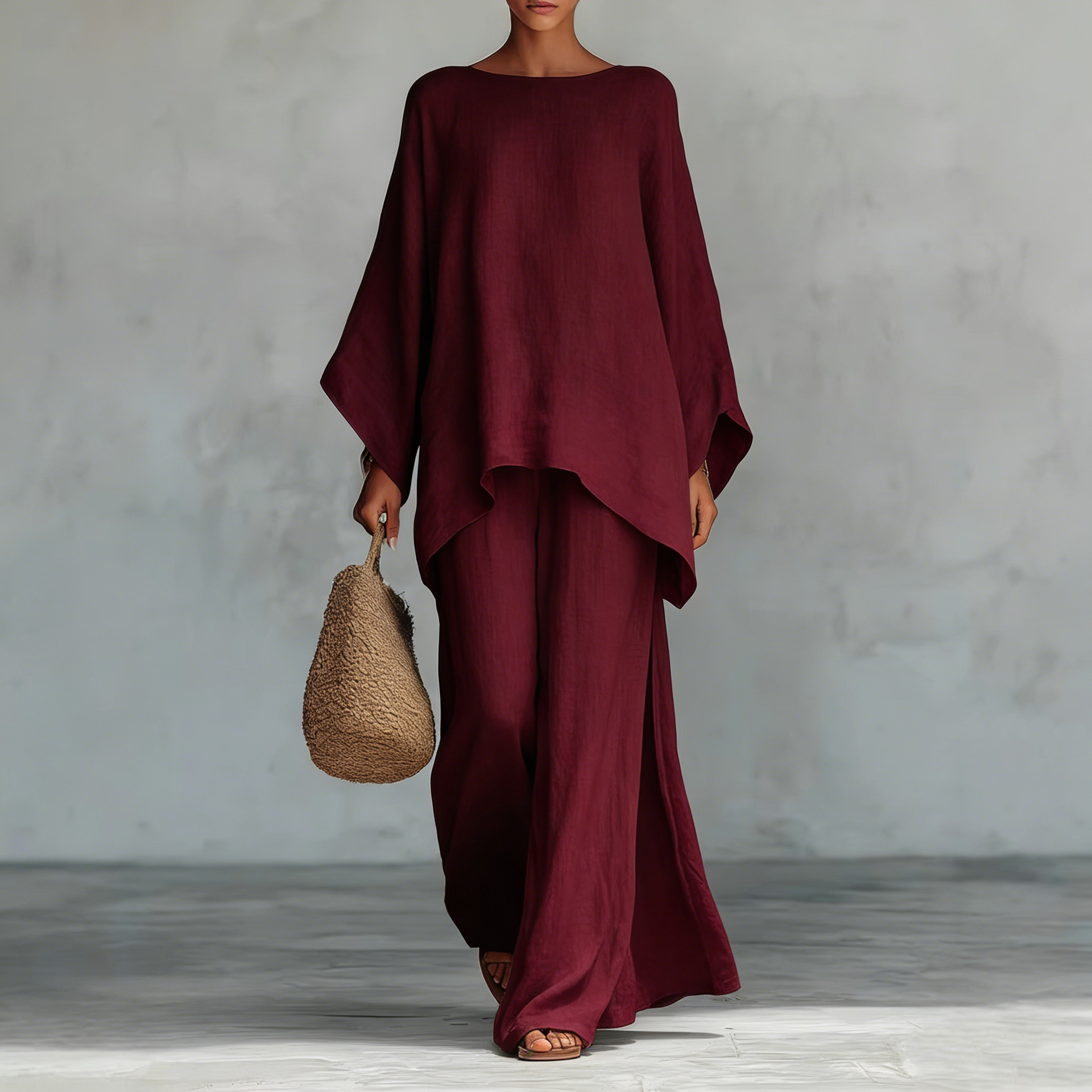 Summer Hot Selling Item: Loose Top + Wide-Leg Pants Set