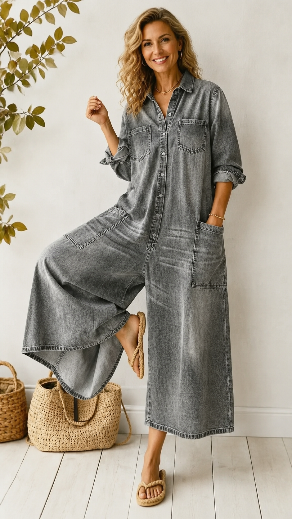 Women's Cozy And Casual Cotton Jumpsuit