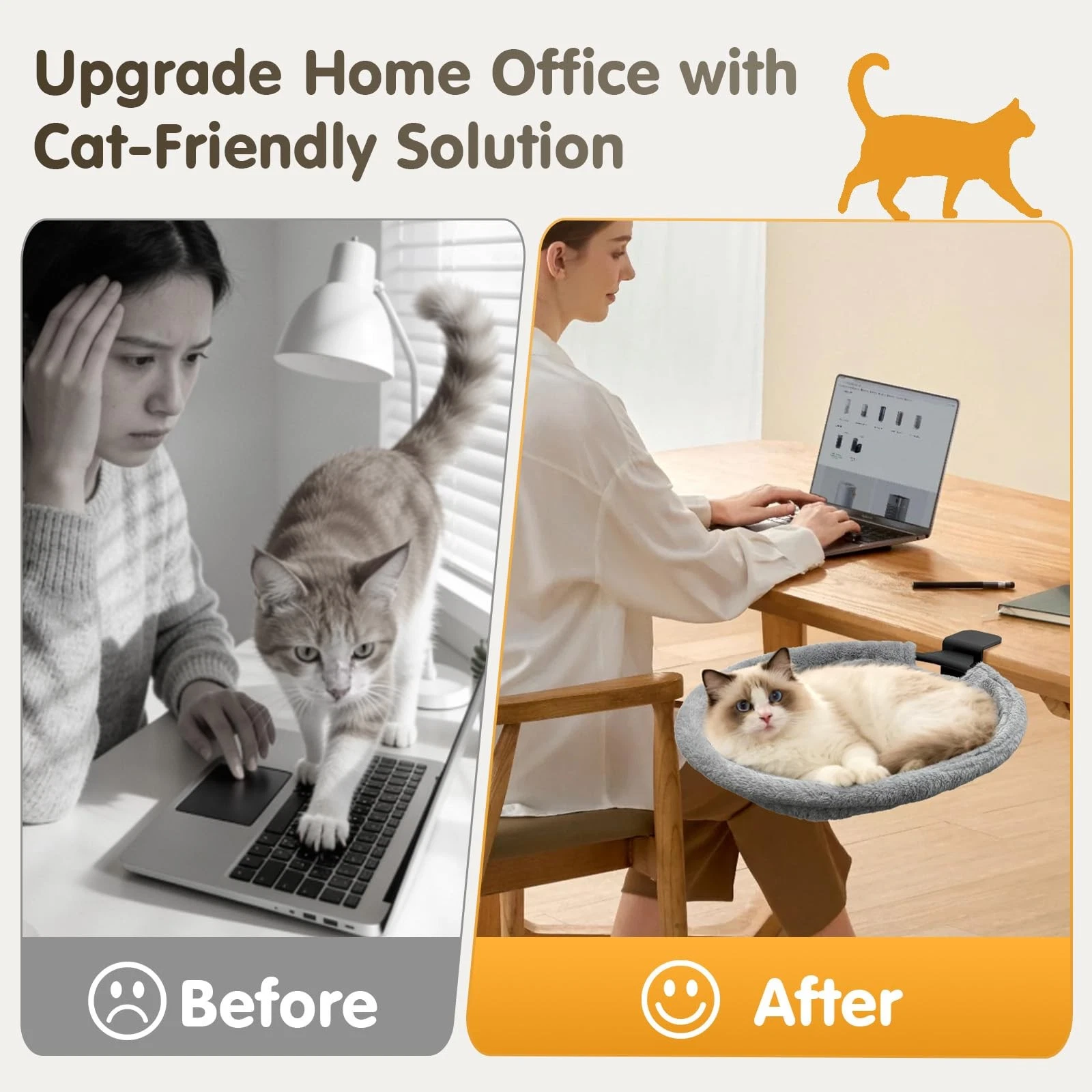 Cat Hammock, super strong load-bearing capacity, let your cat keep you company while you work or play games.