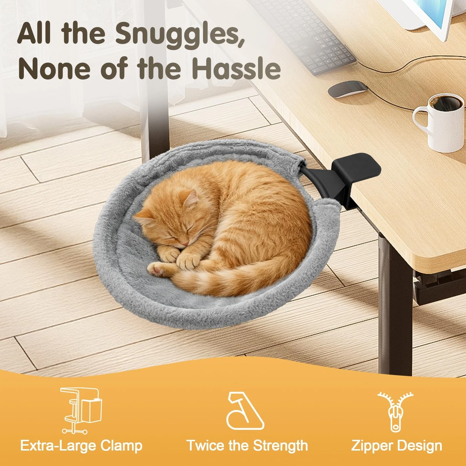 Cat Hammock, super strong load-bearing capacity, let your cat keep you company while you work or play games.