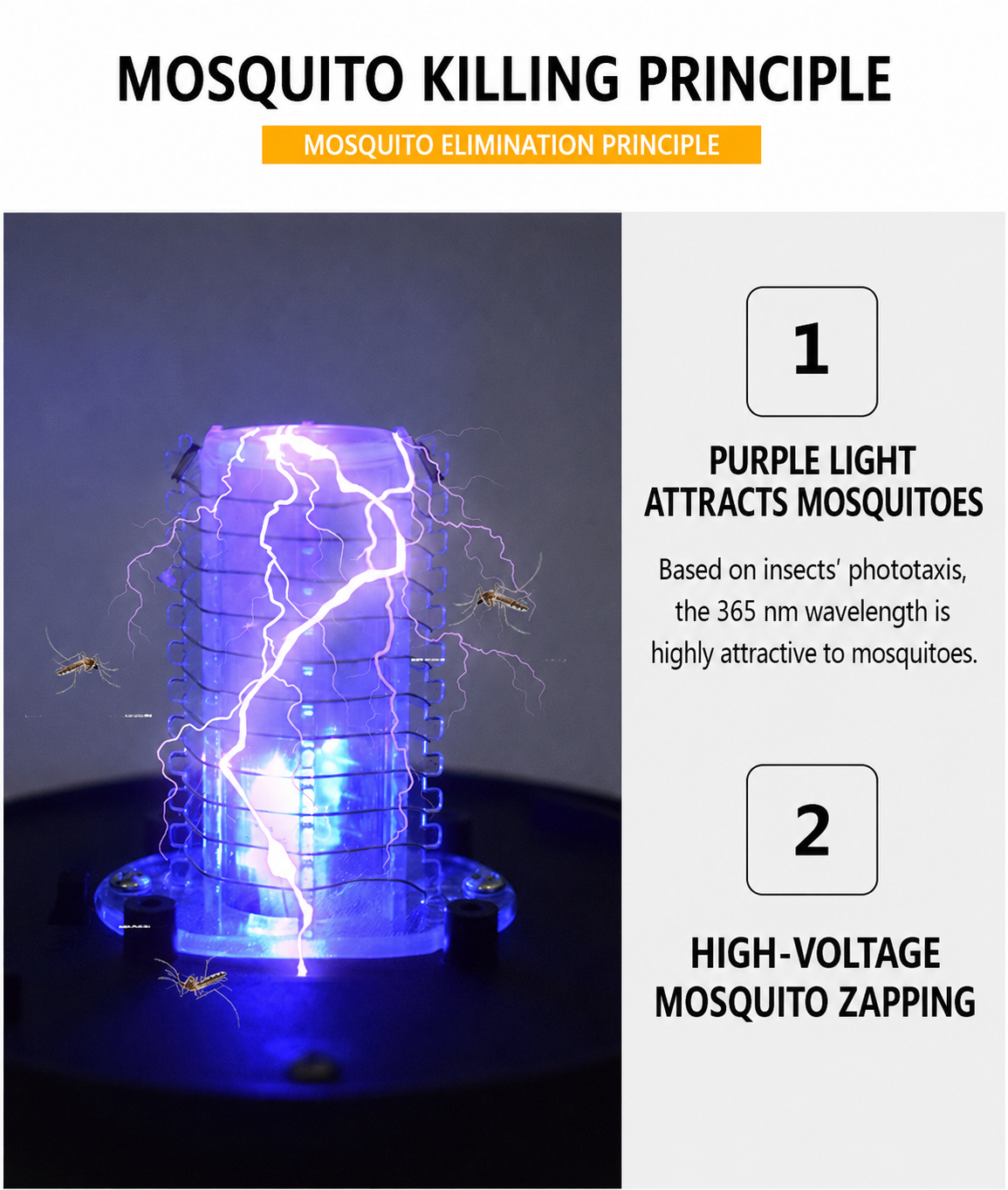Solar-powered outdoor mosquito killer lamp, lighting, suitable for patios, gardens, camping.