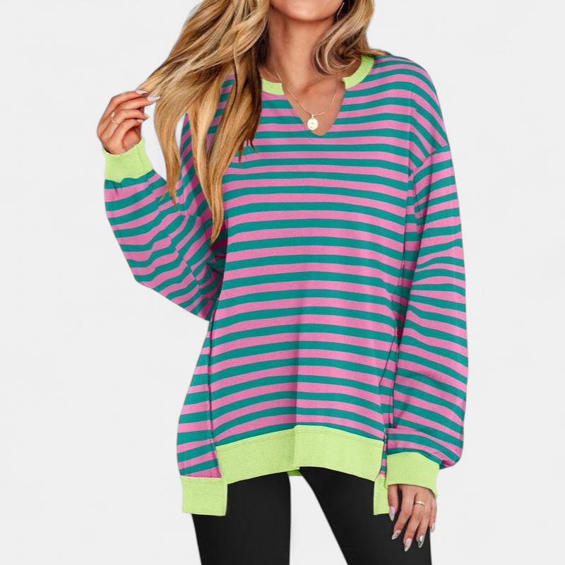 Women's Oversized V-Neck Sweatshirt Tunic for Autumn