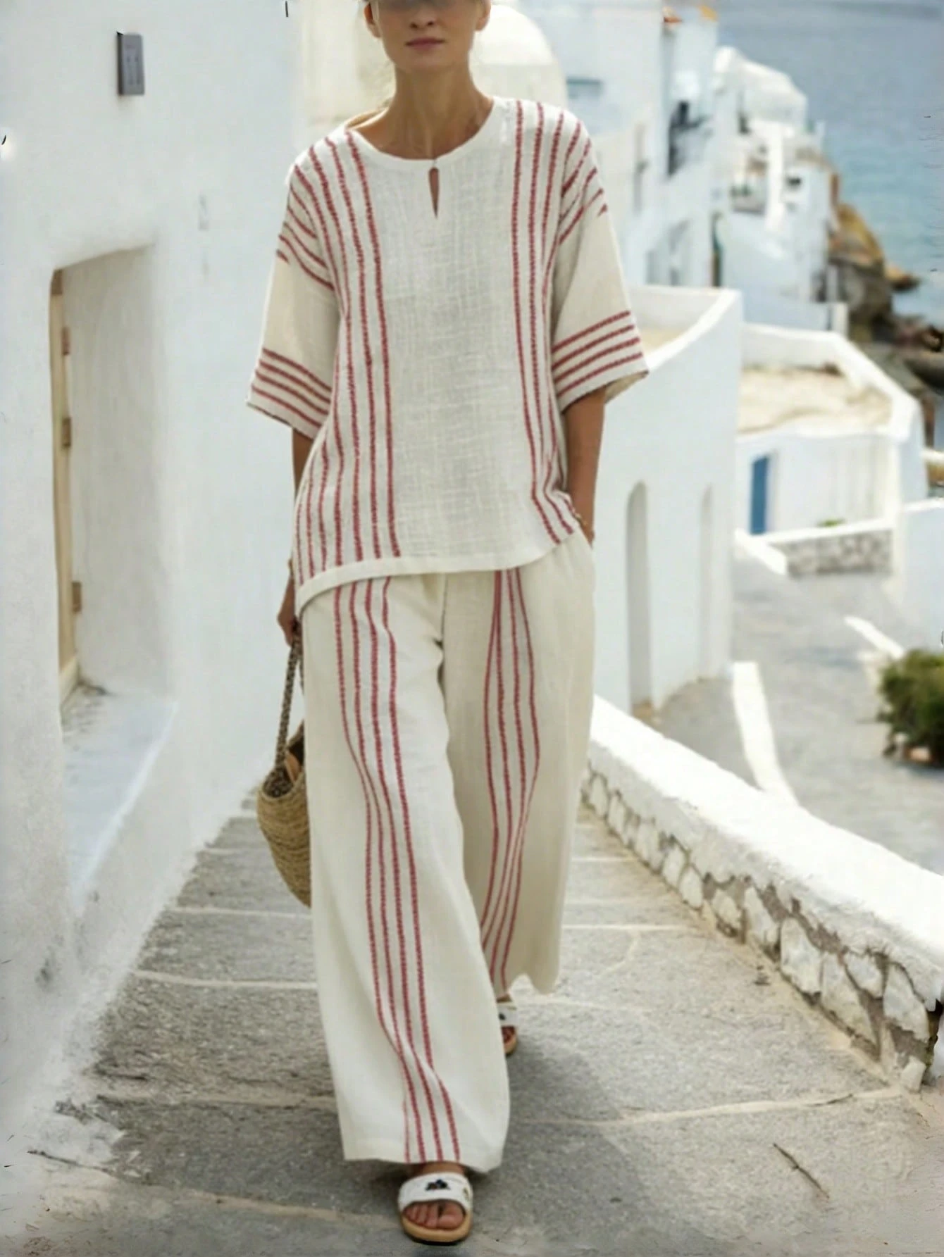 New Arrival: Stylish Cotton-Linen Striped Set