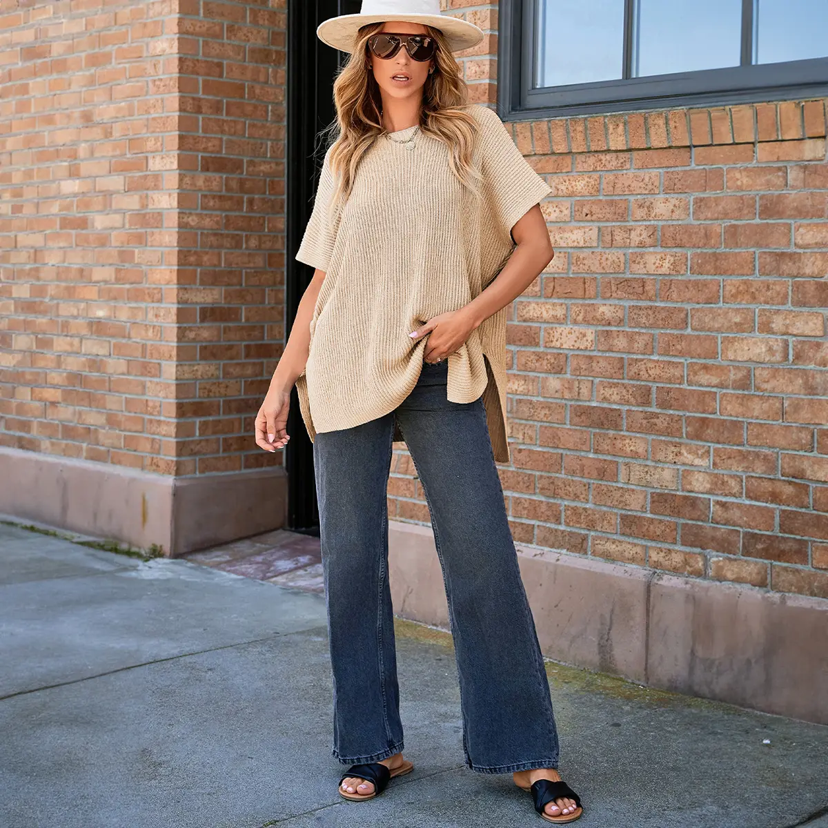  Oversized Cozy Ribbed Knit Top for Women