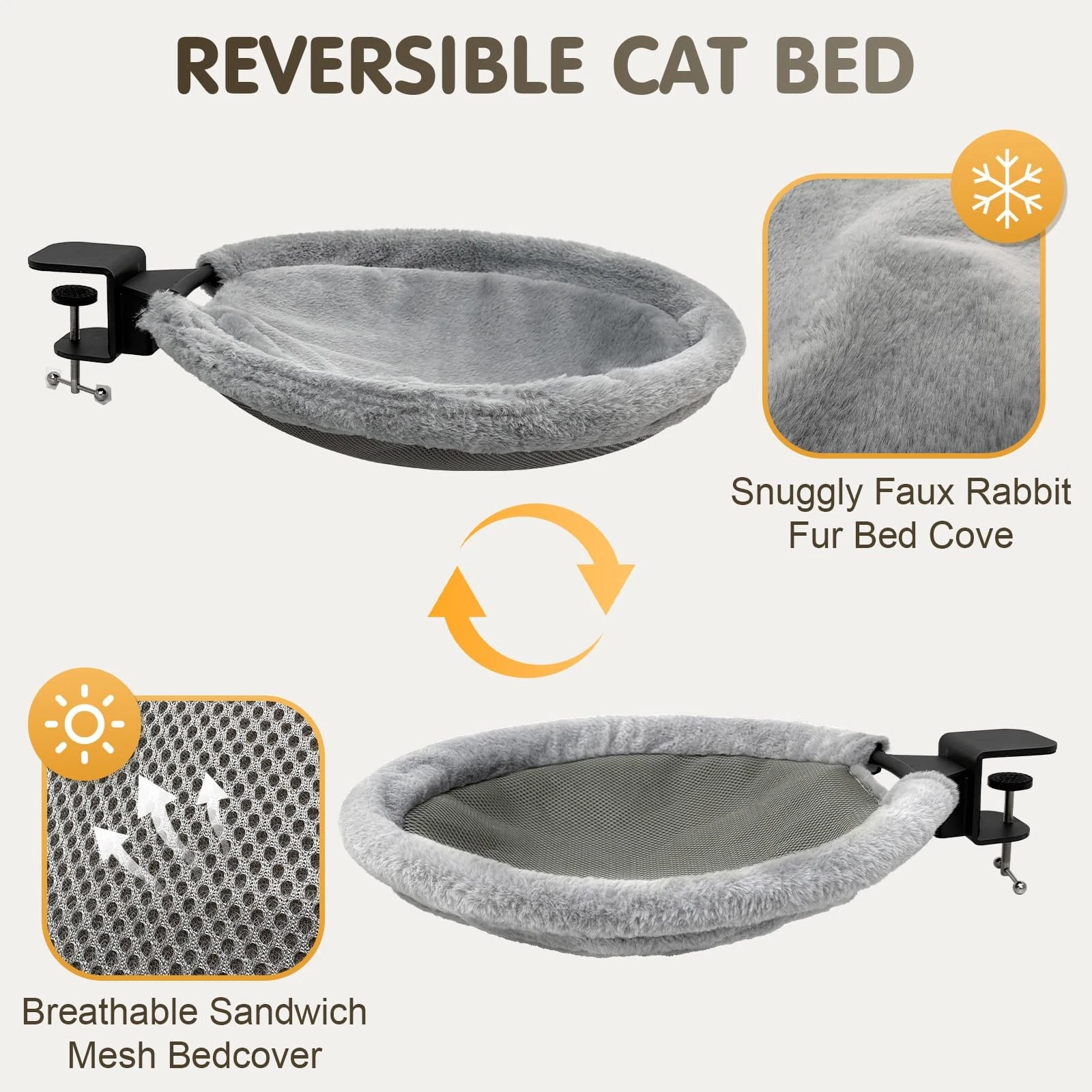 Cat Hammock, super strong load-bearing capacity, let your cat keep you company while you work or play games.
