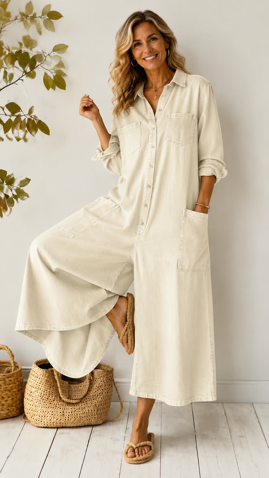 Women's Cozy And Casual Cotton Jumpsuit