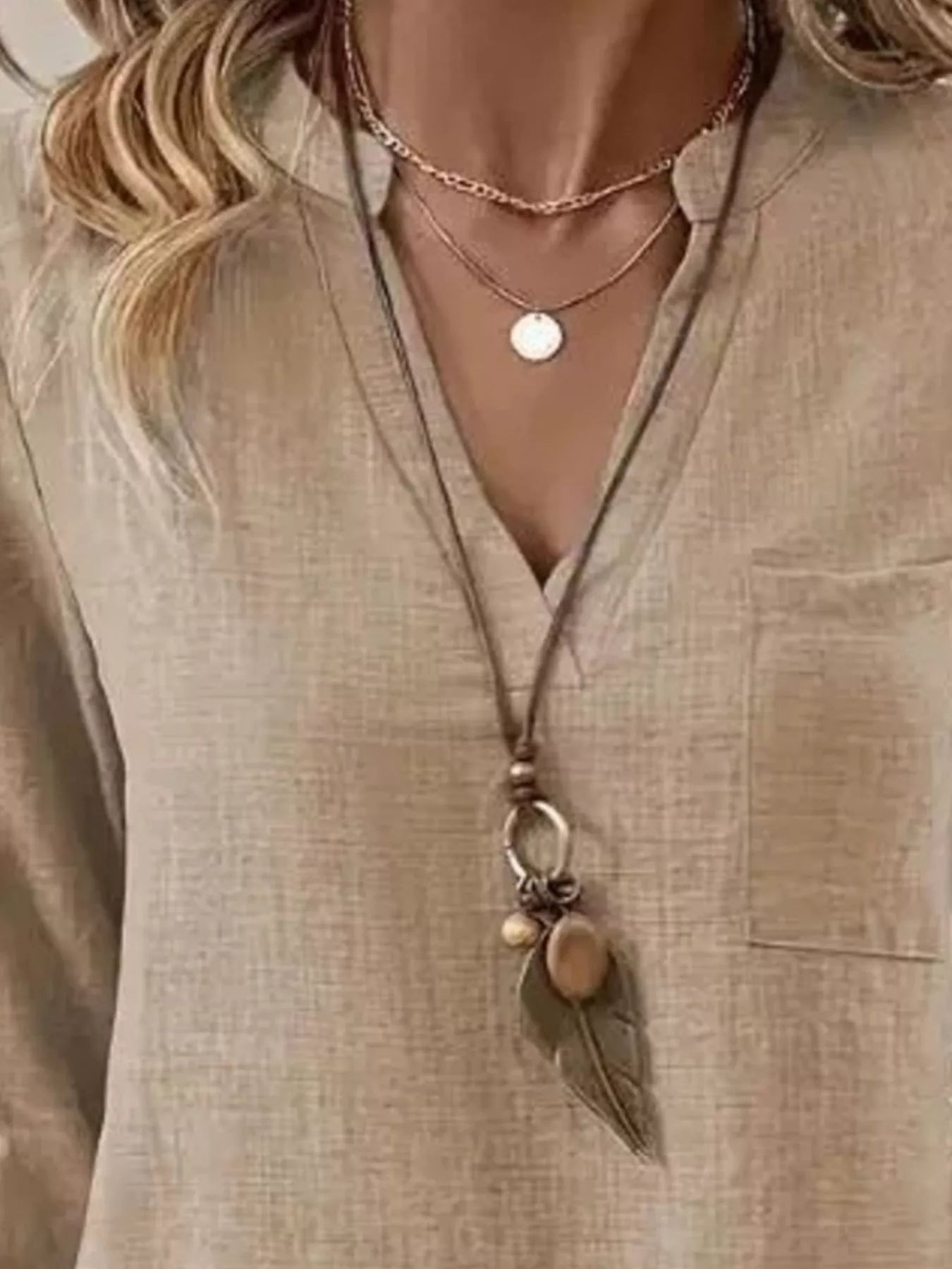 Puredrum Women's Roll-Up Sleeve Notched Neck Blouse, Ivory Casual Button Top