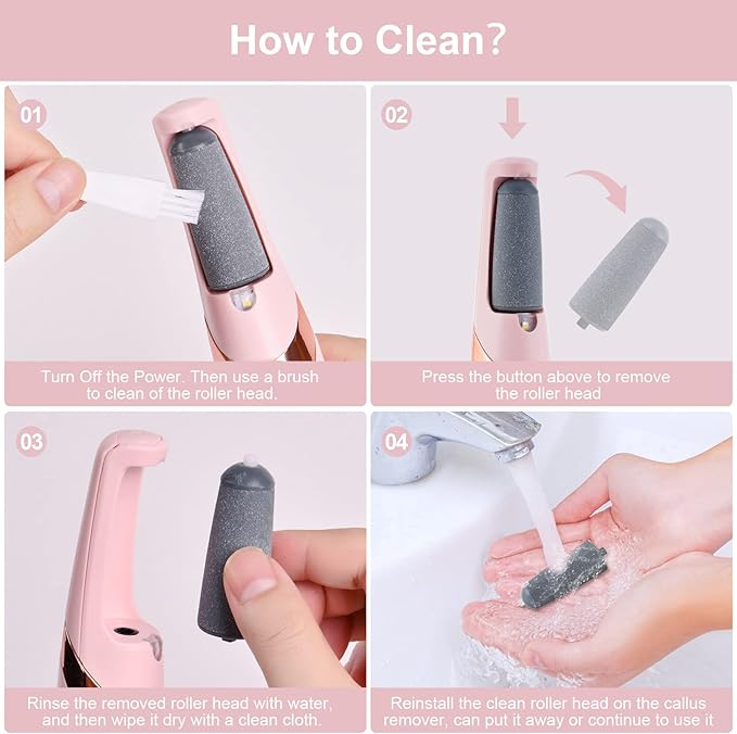 Electric foot file: Easily removes calluses and dead skin from feet.