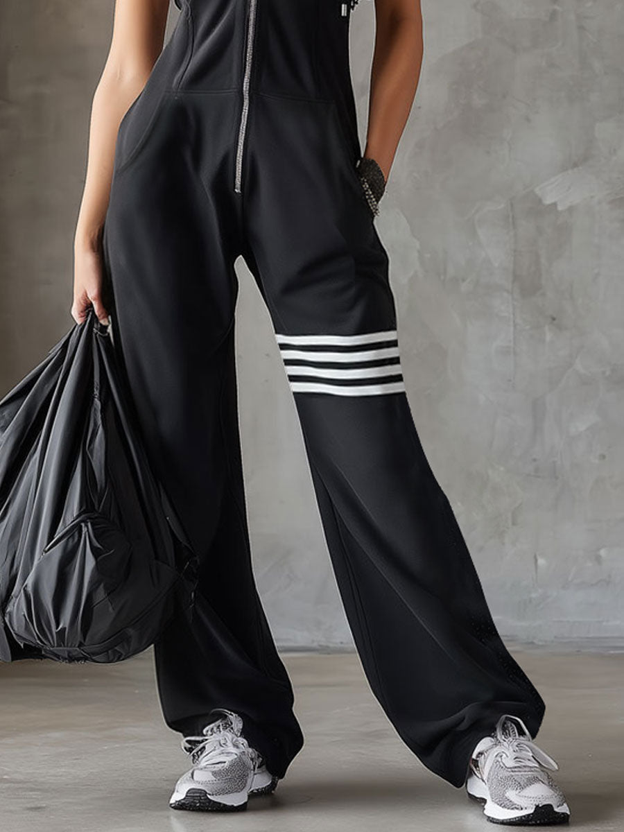 Giada - Tuta sportiva retrò con cappuccio e righe