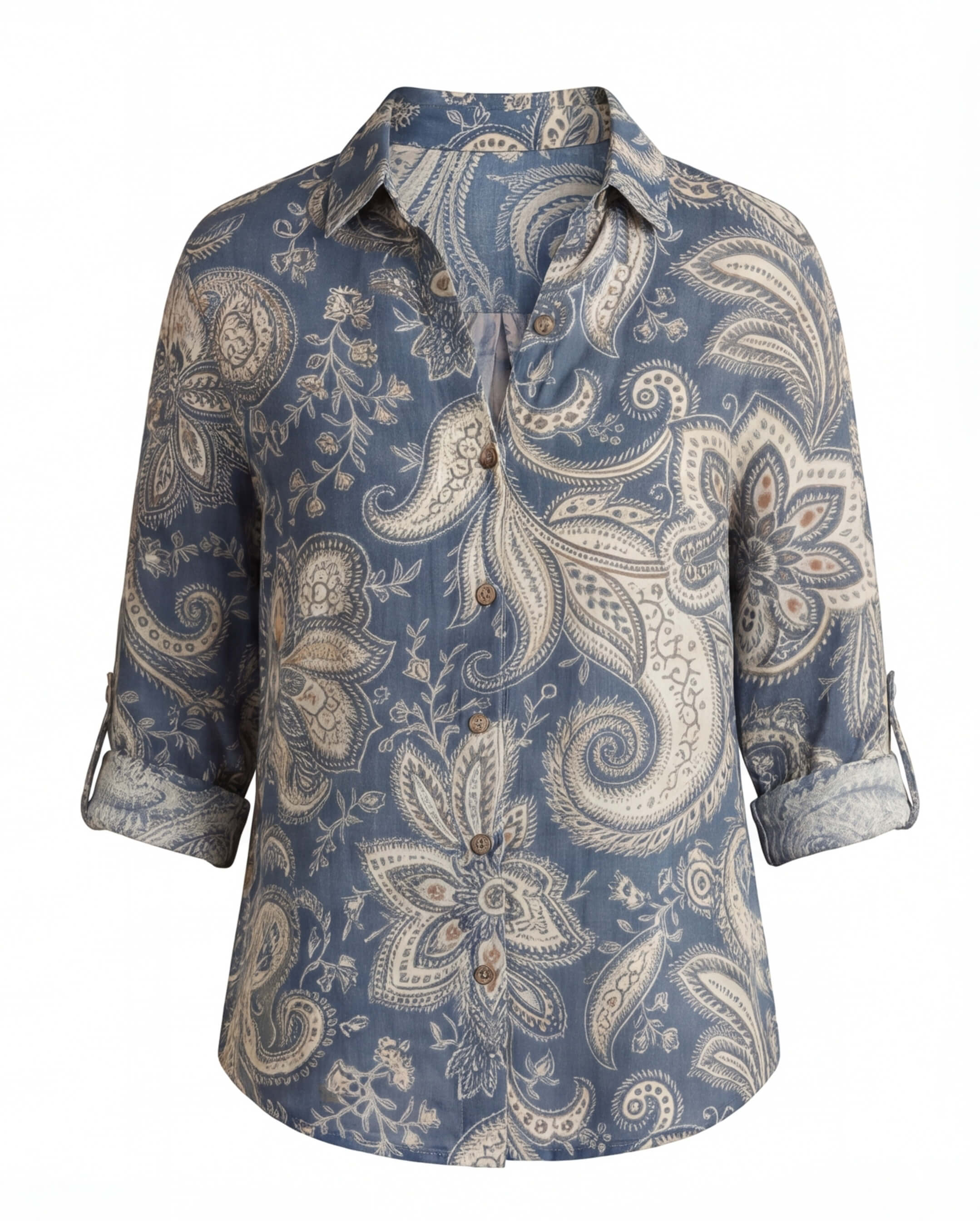 Women's Floral Print Button Down Collared Blouse