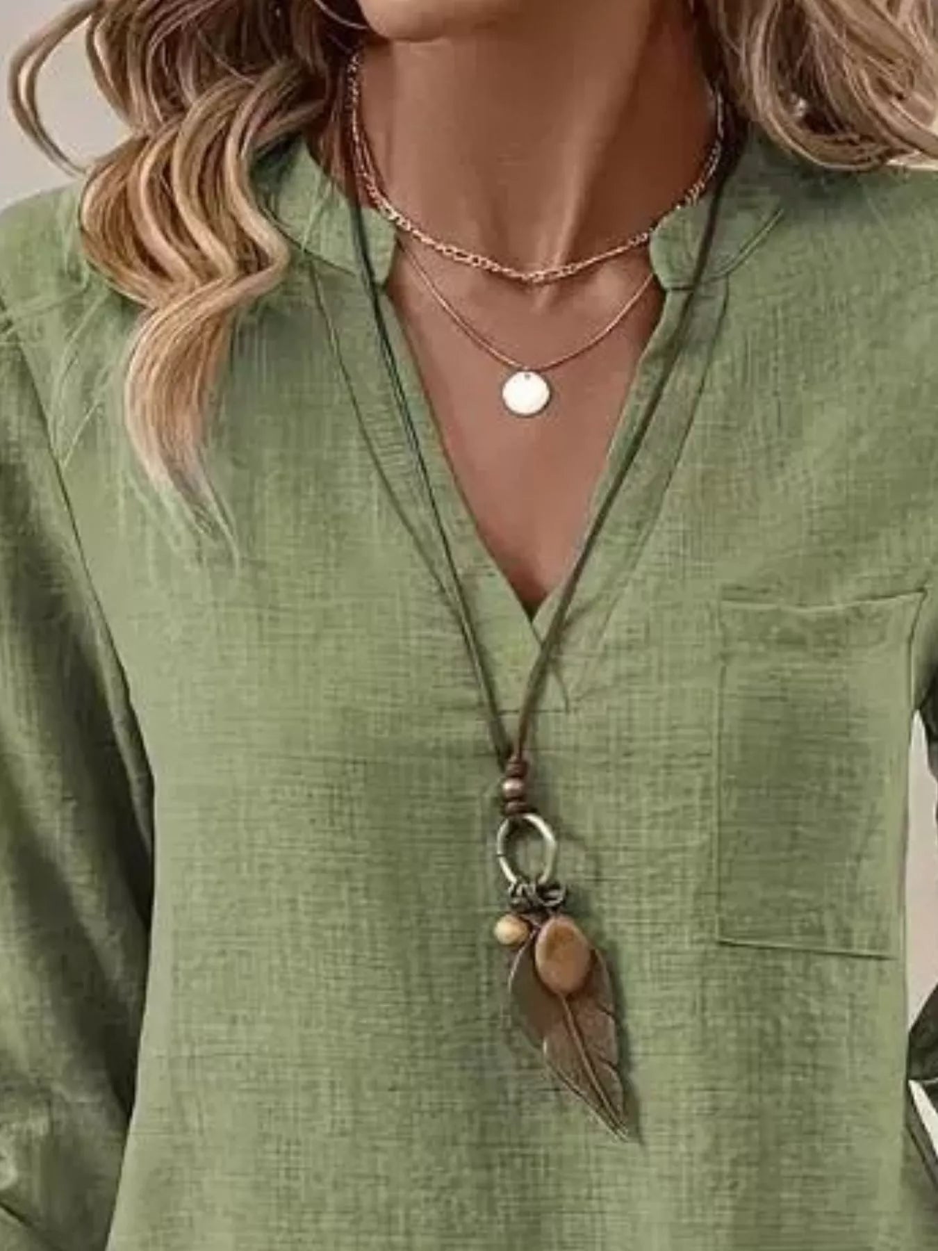 Puredrum Women's Roll-Up Sleeve Notched Neck Blouse, Ivory Casual Button Top