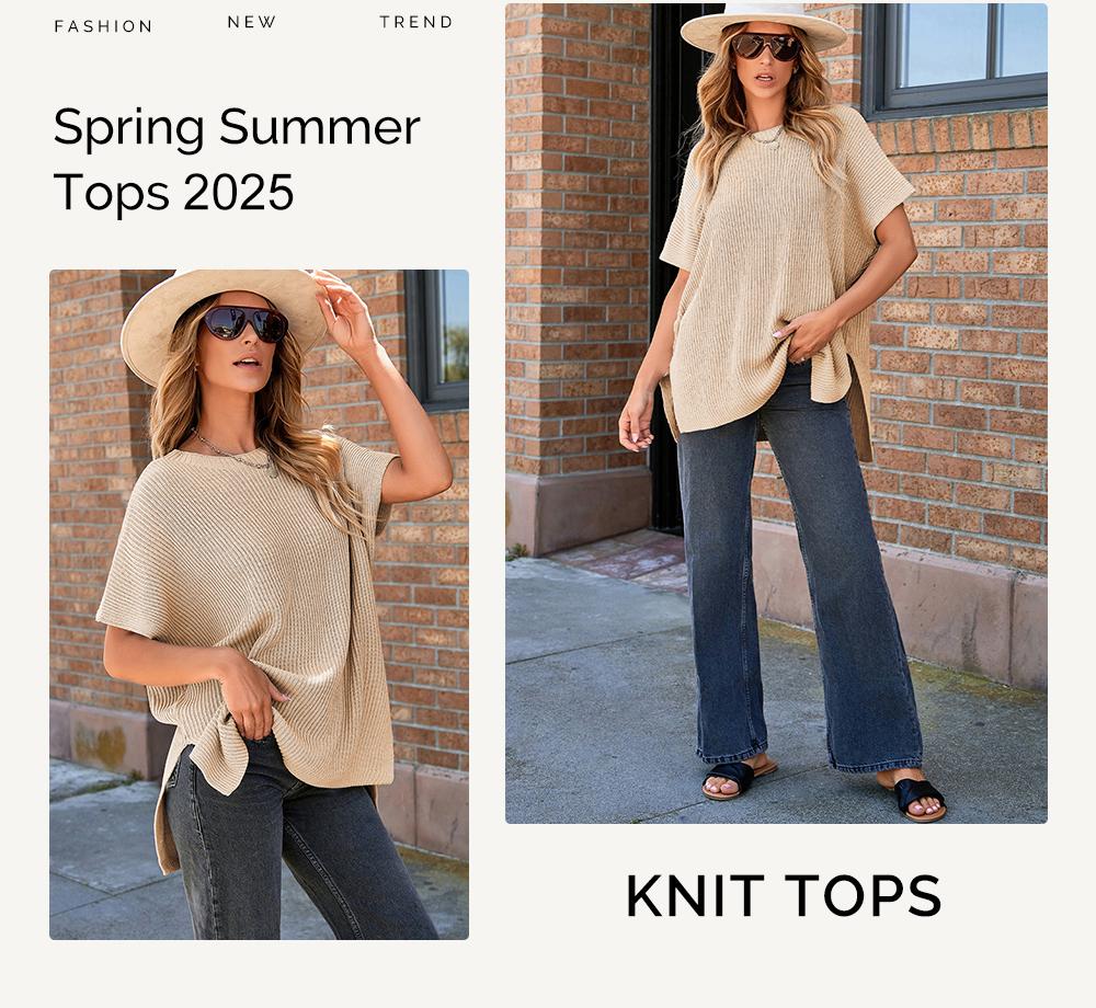 Shewin Women's Casual Oversized Solid Knit Pullover Sweater with Puff Short Sleeves, Round Neck and Side Slit, Lady, Piece, Elegance,back to school,back to school shopping, Women's Clothes Shewin Women's Casual Oversized Solid Knit Pullover Sweater with Puff Short Sleeves, Round Neck and Side Slit, Lady, Piece, Elegance,back to school,back to school shopping, Women's Clothes