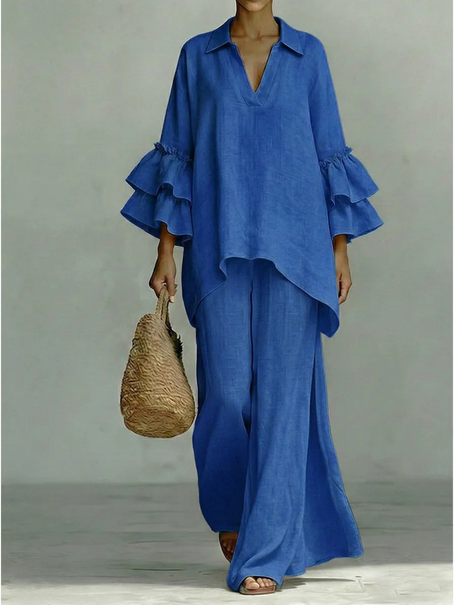 New Summer Arrival: Stylish, Loose-Fit Cotton-Linen Two-Piece Set