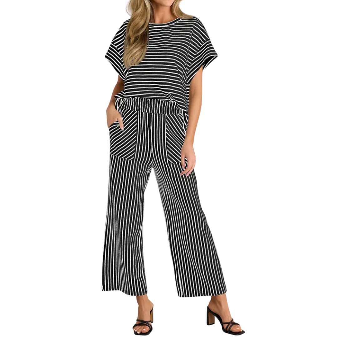 Striped Relaxed Lounge Two-Piece Set
